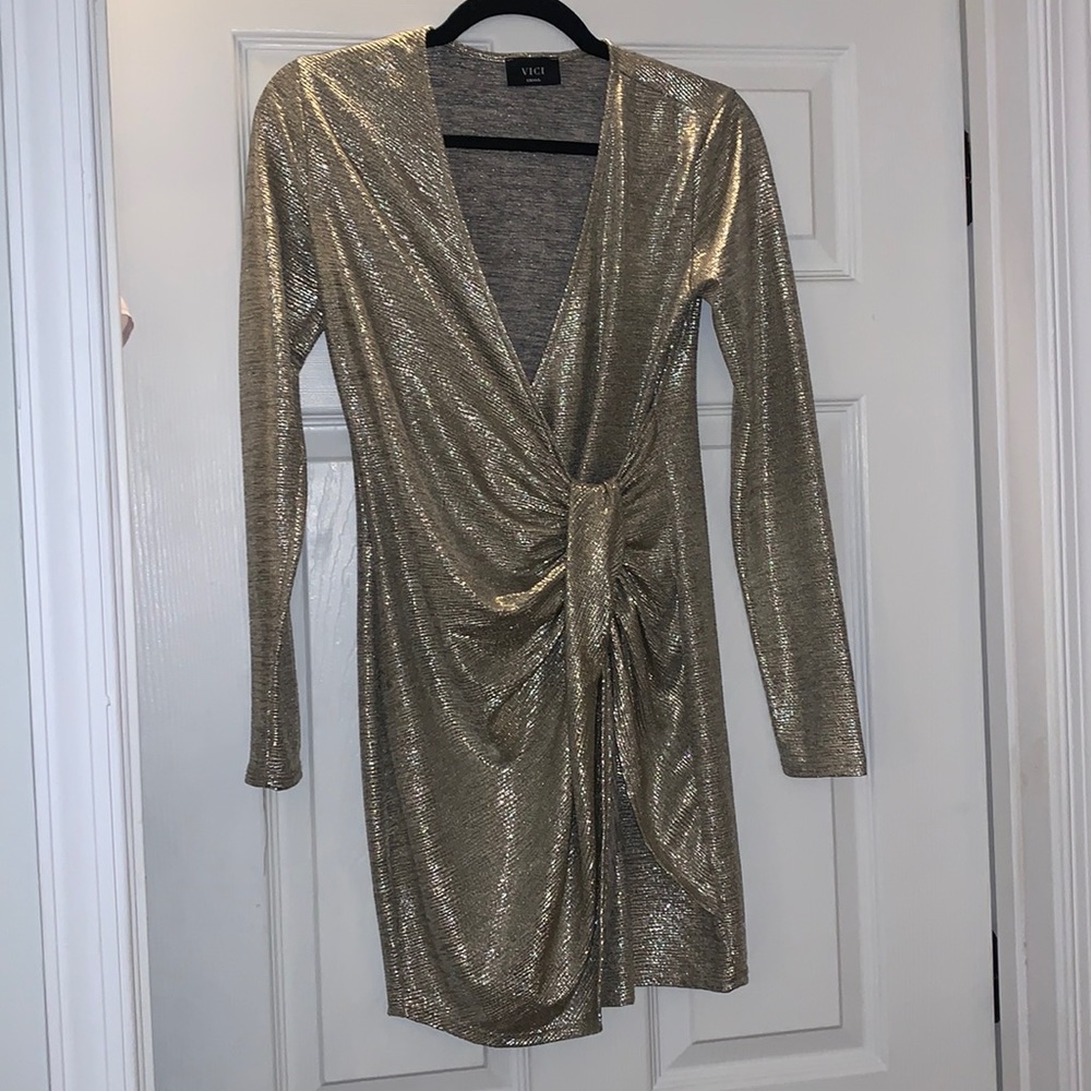 Shimmer long sleeve dress